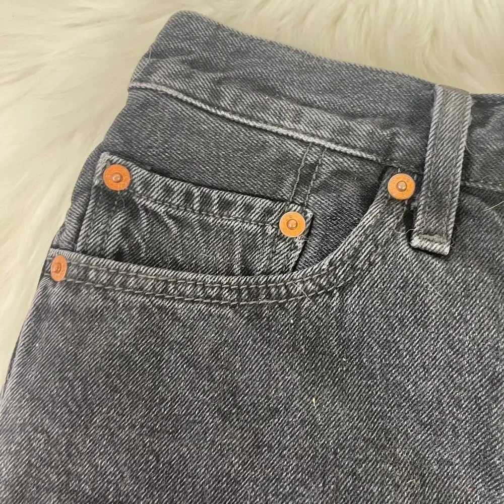 Levi's 501 Washed Black Denim High‎ Waist Cutoff Shorts Sz 27 - Picture 4 of 8
